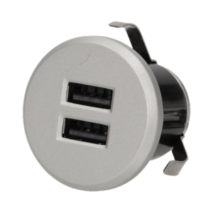Hleðsla innb. 2x Ø25 silfur USB