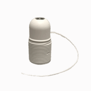 Falur E27 með gengjum og togrofa hvítur plast