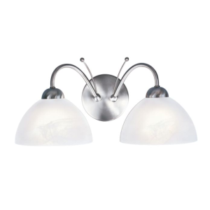 MILANESE veggljós 2x60W E14 stál/gler