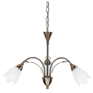 PETAL hangandi ljós 3x60W E14 antiq/gler