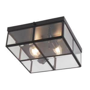 Loftljós 25x25 2x40W E14 svart/gler