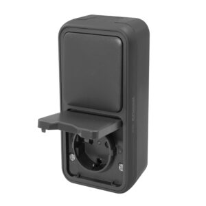 Rakaþéttur tengill 16A + rofi 10A antracit IP55