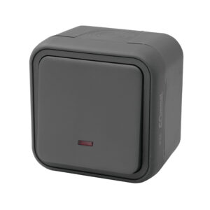 Rakaþéttur þrýstirofi m/ljósi 10A antracit IP55