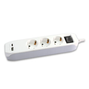 Fjöltengi 3F m/rofa +USB A,C 2,4A 3M hvítt