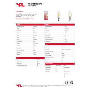 Alternative view of Led kerti E12 5W 470lm 27K glær dimmanleg